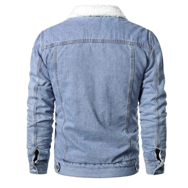 Jaqueta Jeans Masculina Forrada com Pele de Carneiro